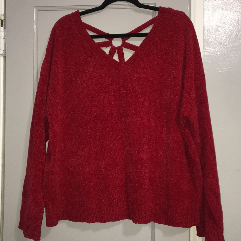 5/$25 NWOT Red Polyester Crop Sweater